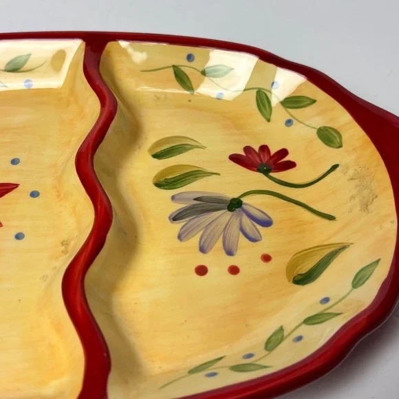 Pfaltzgraff Napoli Hand Painted Divided Snack Plate Ceramic Floral 479-C51-90 - Picture 4 of 7
